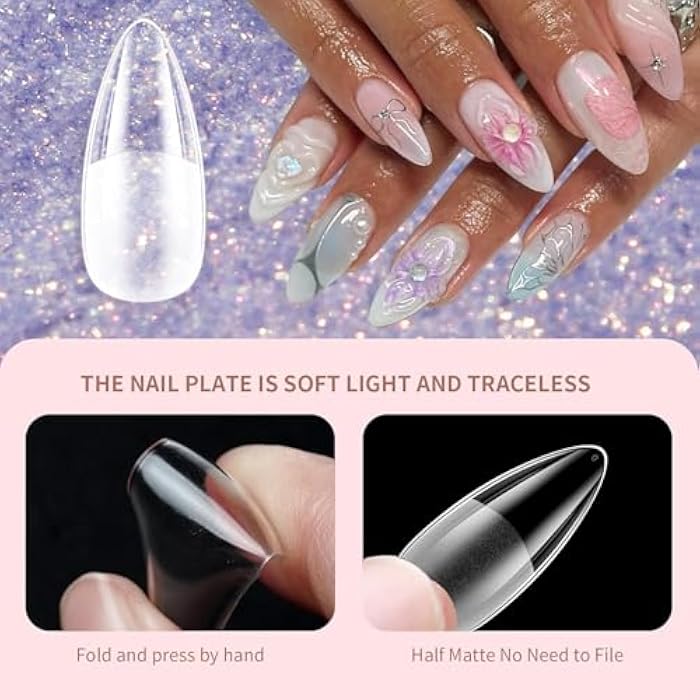 Clear Half Frosted Nails Tip 240PCS Acrylic Fake Nails Full Cover Artificial Nail Tips 12 Sizes Medium Length For Nail Salons and DIY Nail Salon, 10 Sizes -N10 (clear color) - Image 4